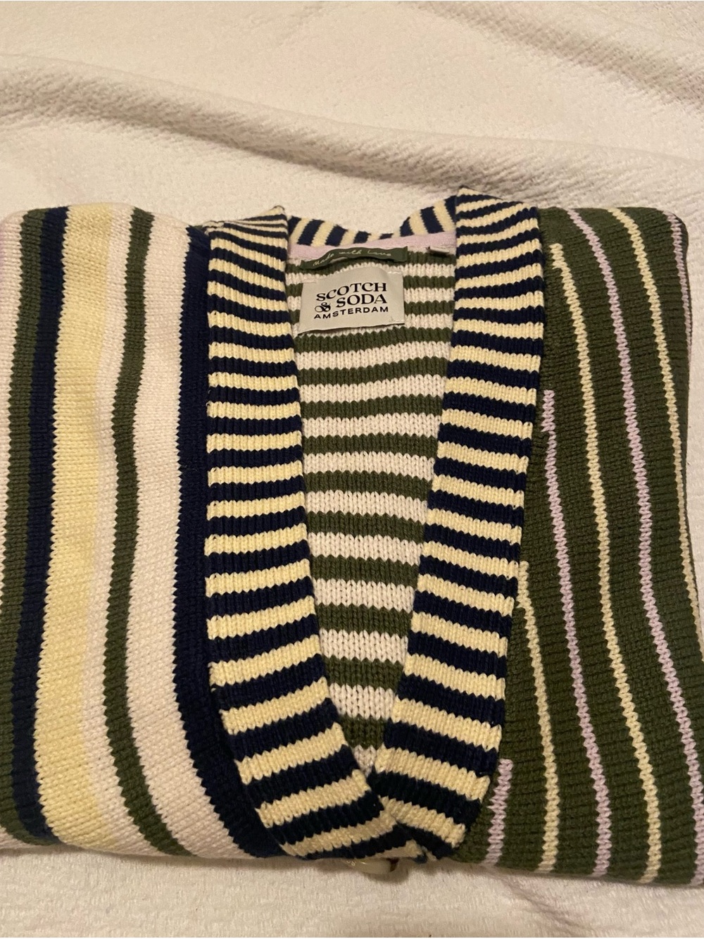 Scotch & Soda Green Striped Cotton Cardi
